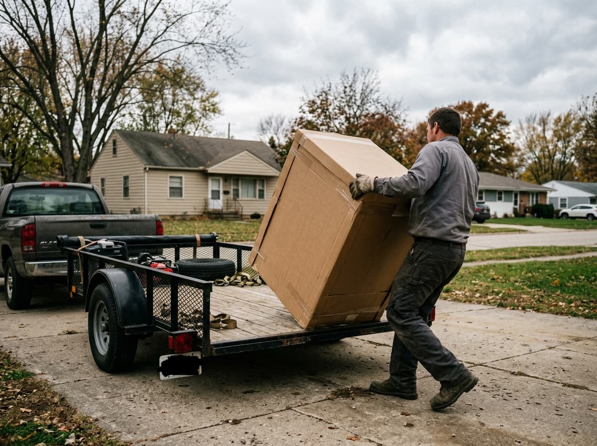 Loading a large item onto a trailer
