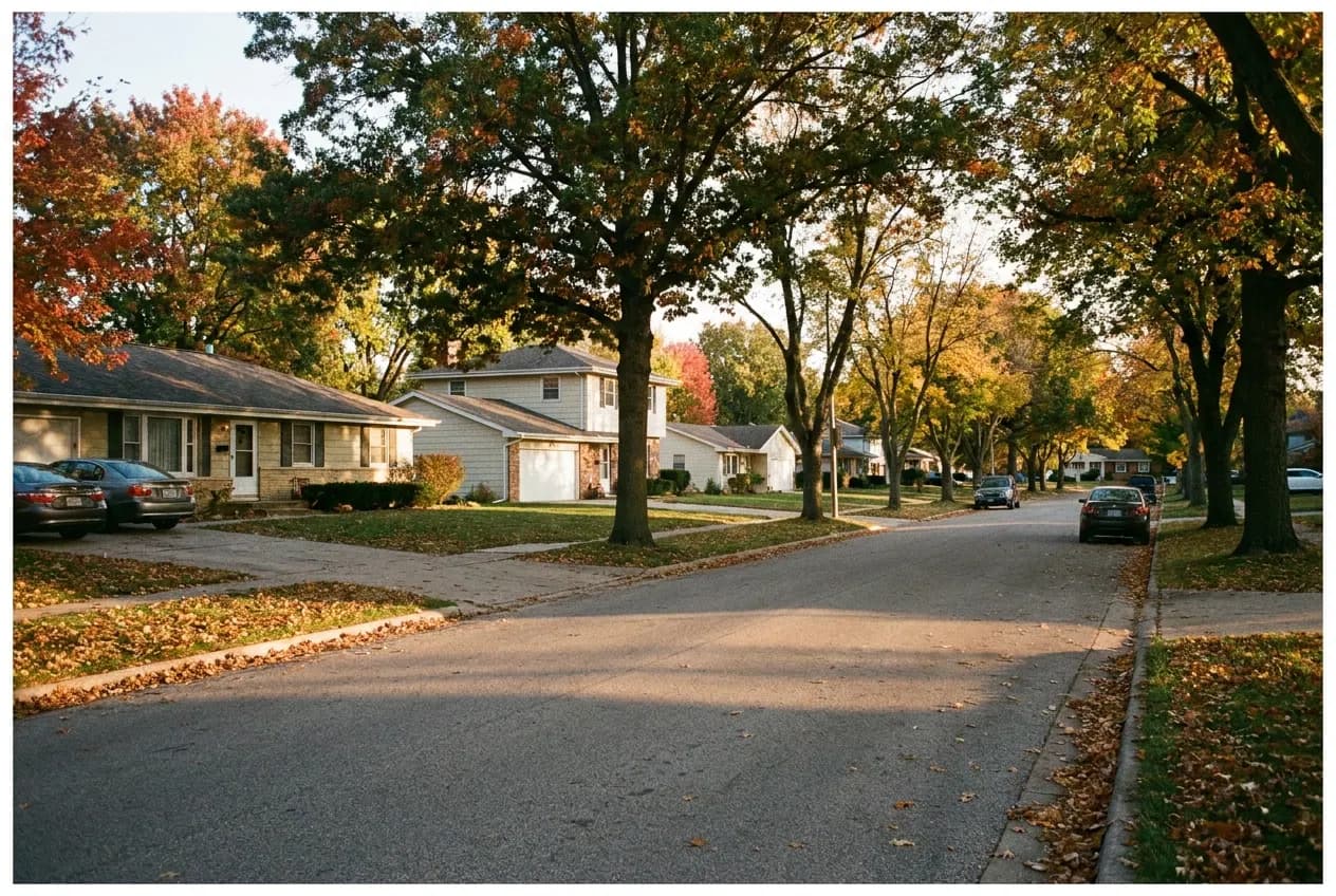 A quiet residential street in the northern Winnebago County service area